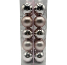 Verpackung mit zwölf Christbaumkugeln in Silber und Roségold