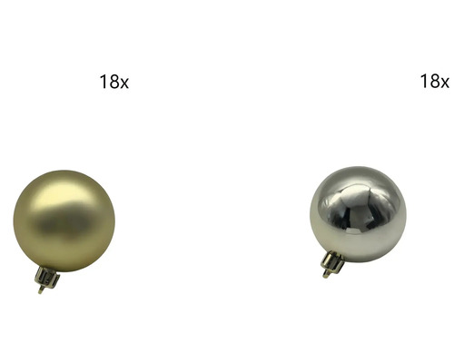 Weihnachtsbaumkugeln Lafiora Kunststoff Ø 6 cm gold 36 Stück Achtzehn Christbaumkugeln aus Kunststoff