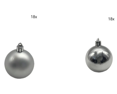 Weihnachtsbaumkugeln Lafiora Kunststoff Ø 6 cm silber 36 Stück Achtzehn Christbaumkugeln aus Kunststoff