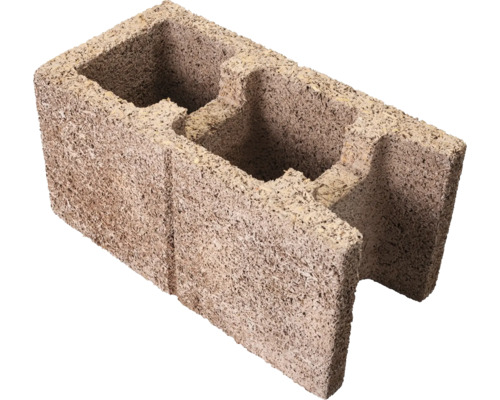 Hanfbeton Mauerstein mit zwei Aussparungen