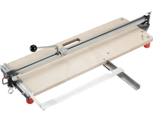 Fliesenschneider aus Holz mit Metallschienen