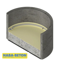 Schnittansicht eines runden Betonschachts mit Bodenplatte