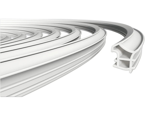 Weißes Dichtungsprofil im Querschnitt