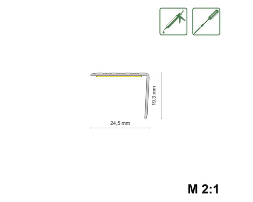 Profilquerschnitt mit Maßangaben 24,5 mm und 19,3 mm
