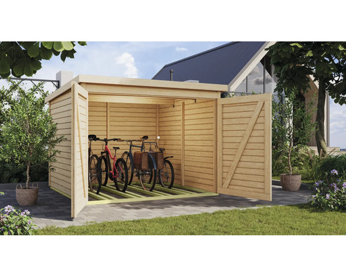 Fahrradgarage Karibu 4 212,5 x 216,5 cm natur