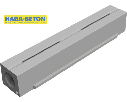 HABA-Beton Logo und Betonbauteil mit Aussparungen