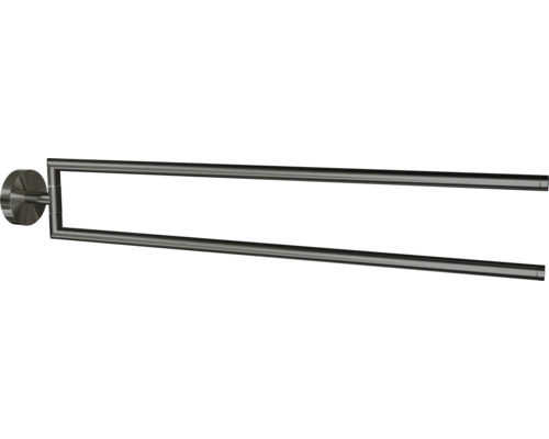 Handtuchstange Reika Saku 2-arm 5,2x7,7x48 cm schwenkbar gun metal gebürstet Doppelter Handtuchhalter zur Wandmontage