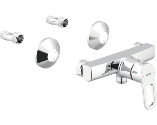 Aufputz Duscharmatur Set mit S-Anschlüssen und Rosetten