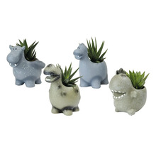 Vier Tierfiguren Pflanzgefäße mit Sukkulenten