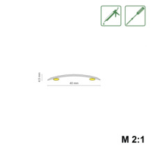 Profilleiste mit den Maßen 4,5 mm Höhe und 40 mm Breite, inklusive Montagesymbolen
