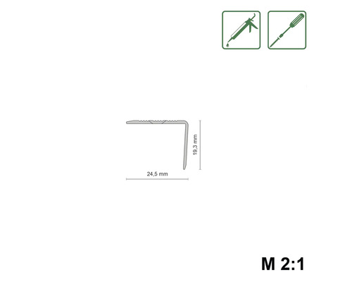 Profilleiste mit Maßen, Montage mit Klebstoff oder Schrauben möglich