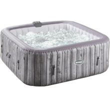 Aufblasbarer Whirlpool mit Holzoptik und Bedienfeld