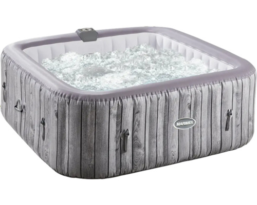 Aufblasbarer Whirlpool mit Holzoptik und Bedienfeld