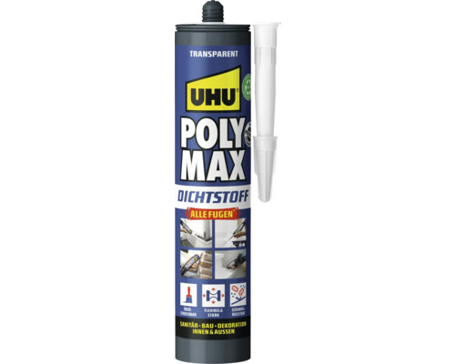 UHU Poly Max Dichtstoff, transparent, für Sanitär, Bau und Dekoration im Innen- und Außenbereich