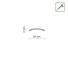 Profilquerschnitt mit den Maßen 4 mm Höhe und 28 mm Breite