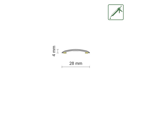 Profilquerschnitt mit den Maßen 4 mm Höhe und 28 mm Breite