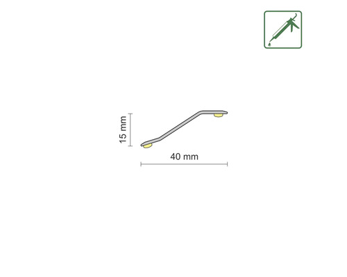Profilleiste mit den Maßen 15 mm Höhe und 40 mm Breite