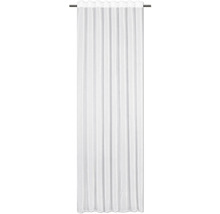 Weiße Gardine mit Kräuselbandaufhängung an Gardinenstange