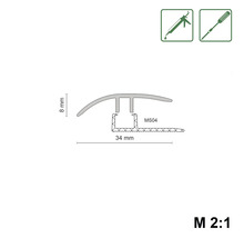 Profilschnittzeichnung mit den Maßen 8 mm Höhe und 34 mm Breite
