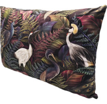 Dekokissen mit Vogel- und Pflanzenmotiv