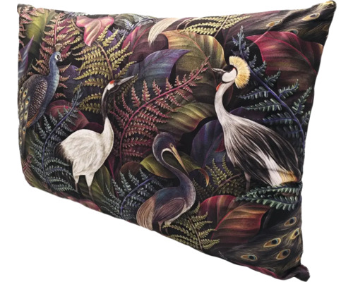 Dekokissen mit Vogel- und Pflanzenmotiv