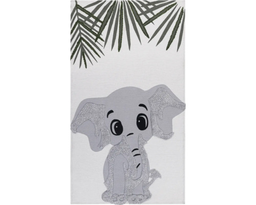 Teppich mit Elefantenmotiv und Palmenblättern