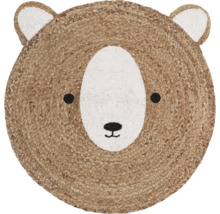 Runder Teppich mit Bärengesicht aus Jute