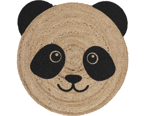Runder Teppich mit Panda Gesicht aus Naturfasern