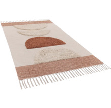 Teppich mit geometrischem Muster und Fransen