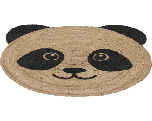 Runder Teppich im Panda Design aus Naturfaser