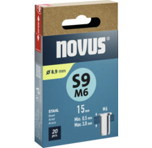 Novus S9 M6 Stahl Blindnieten, 8,9 mm Durchmesser, 15 mm Länge, 20 Stück