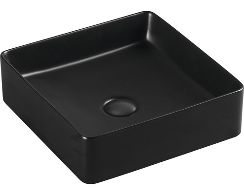 Aufsatzwaschbecken Sanotechnik eckig 40,5x40,5 cm schwarz Schwarzes, quadratisches Aufsatzwaschbecken aus Keramik