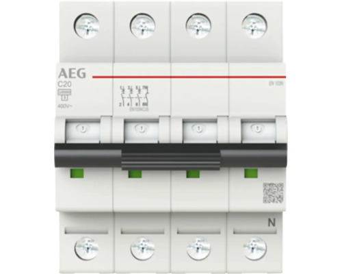 Leitungsschutzschalter AEG C 20 A 3-polig mit Neutralleiter 400 V 1 Stück AEG Leitungsschutzschalter C20, 400 Volt