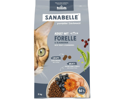 Katzenfutter trocken Sanabelle Adult mit Forelle 2 kg Sanabelle Adult mit Forelle und Blaubeeren Katzenfutter, 2 kg Packung