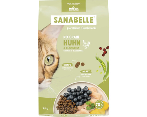 Sanabelle Katzentrockenfutter Huhn und Blaubeeren, 8 Kilogramm