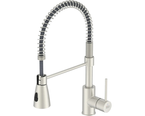 Küchenarmatur KEO Ilma mit Handbrause edelstahl satiniert Küchenarmatur mit Ausziehbrause und Spiralfeder