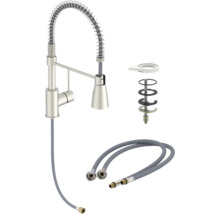 Küchenarmatur mit Spiralfeder, Brauseschlauch und Montagematerial