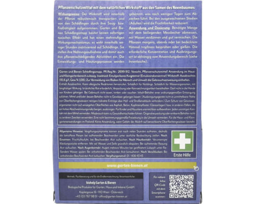 Informationen zu Pflanzenschutzmittel, Erste Hilfe und Biohelp Garten und Bienen