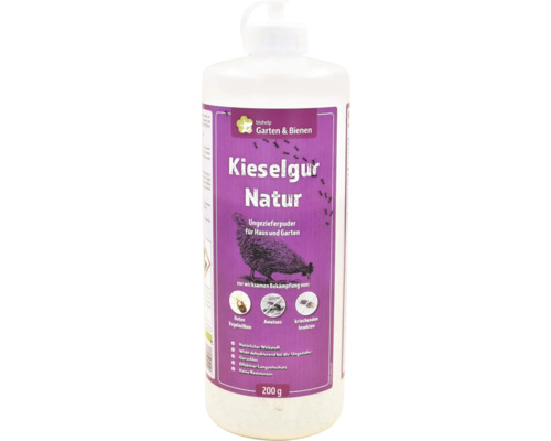 Kieselgur Natur gegen kriechendes Ungeziefer 200 g Kieselgur Natur Ungezieferpuder in einer 200 Gramm Flasche zur Schädlingsbekämpfung für Haus und Garten