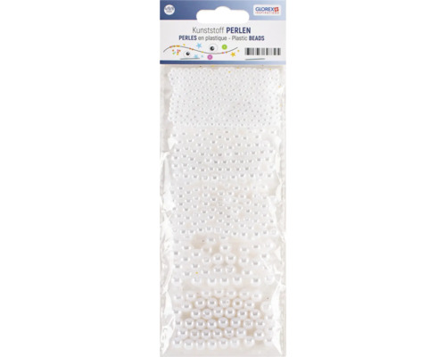 Packung mit Kunststoffperlen in verschiedenen Größen