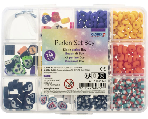 Perlen-Set für Jungen in Sortierbox mit verschiedenen Perlenformen