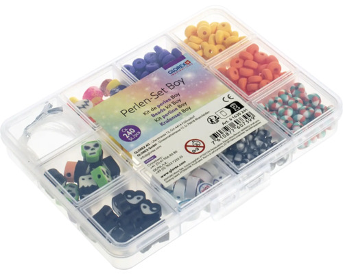 Perlenset Boy mit verschiedenen Perlenformen und Farben in Aufbewahrungsbox