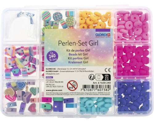 Perlen-Set für Mädchen, inklusive verschiedener Perlen und Zubehör, zur Schmuckherstellung