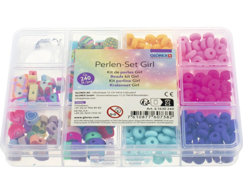 Perlen-Set für Mädchen in transparenter Aufbewahrungsbox