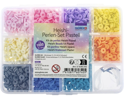 Glorex Heishi Perlen-Set Pastell, circa 1000 Stück