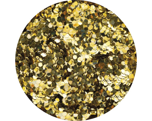 Goldener Glitzer in Hexagonform