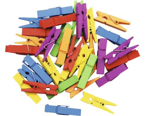 Mehrfarbige Wäscheklammern aus Holz