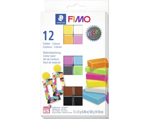 Fimo Modelliermasse, Packung mit zwölf Farben