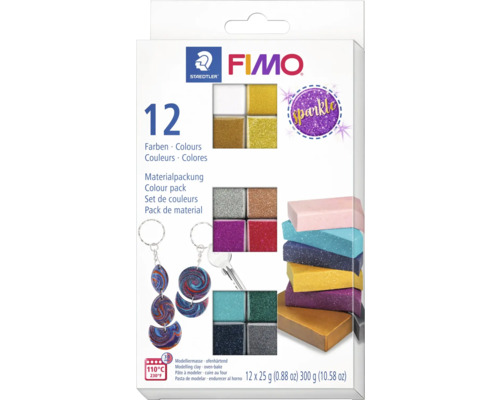 Fimo Sparkle Ofenhärtende Modelliermasse, 12 Farben