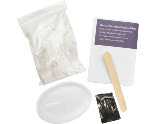 Gießset Schale mit Marmoreffekt, inklusive Gießpulver, Schale, Mischholz und Farbpigment